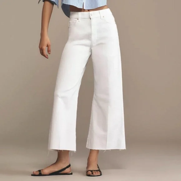 NWT Anthropologie PAIGE Anessa High Rise Wide Leg Ankle Jeans Size 23 White - Picture 1 of 16